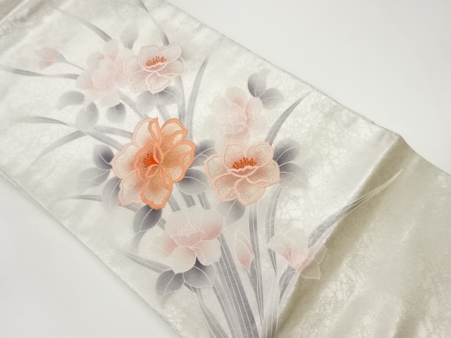 草花模様刺繍名古屋帯